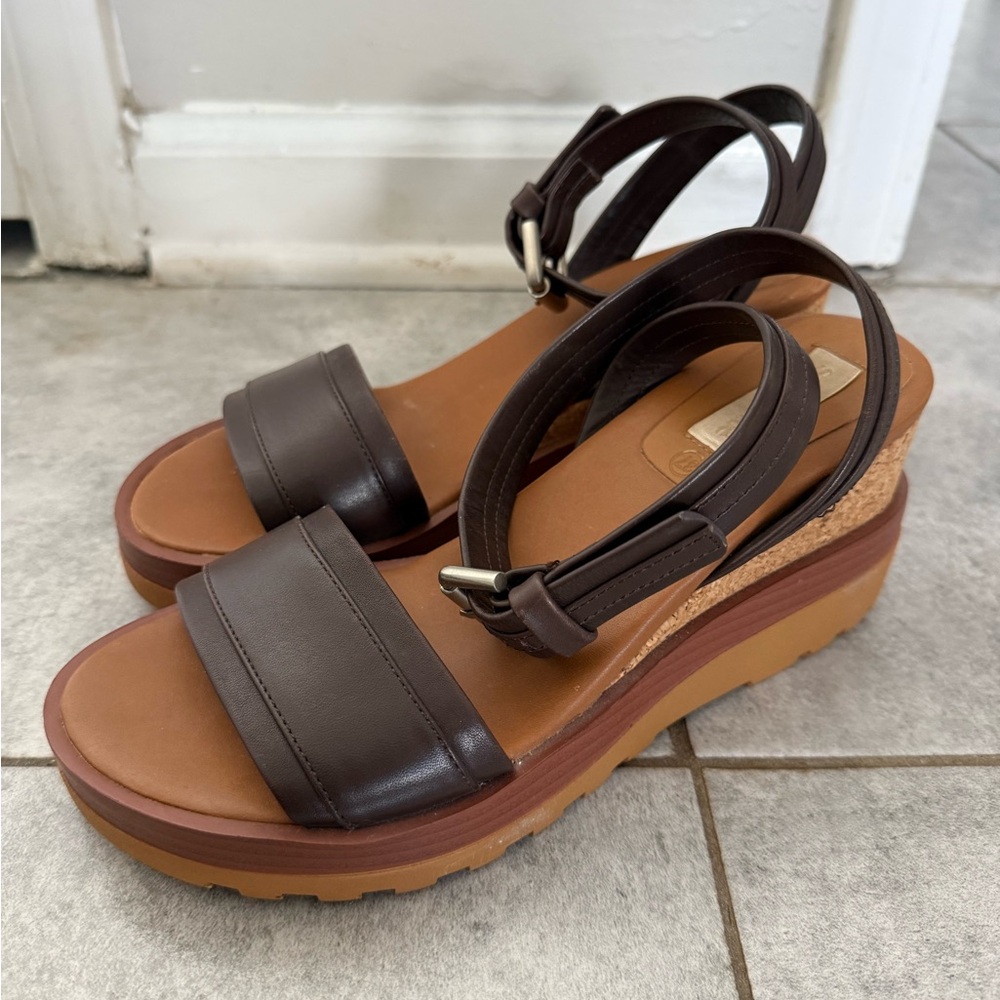 See by Chloe Robin Cork Wedge Sandal in Chocolate Brown Leather size 37